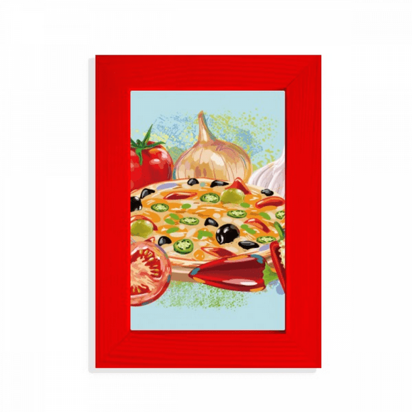 Pizza Italy Tomato Foods Garlic Picture Display Art Red Photo Frame