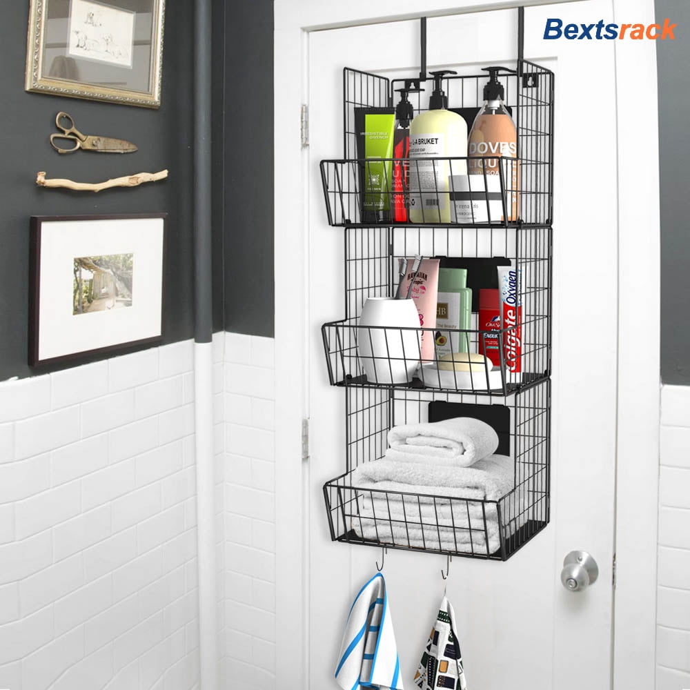 Bextsrack 3 Layer Stackable Wire Baskets Fruit Baskets,Fruit Bowl for Kitchen Counter With wheels Black