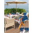 thumbnail image 4 of Outdoor Tablecloth with Umbrella Hole and Zipper, Navy Blue Christmas Rectangle Table Cloth 60x120 Inch Waterproof Tablecloth, Snowman Xmas Tree Ball Elk Snowflake Picnic Table Cover for Patio, 4 of 7
