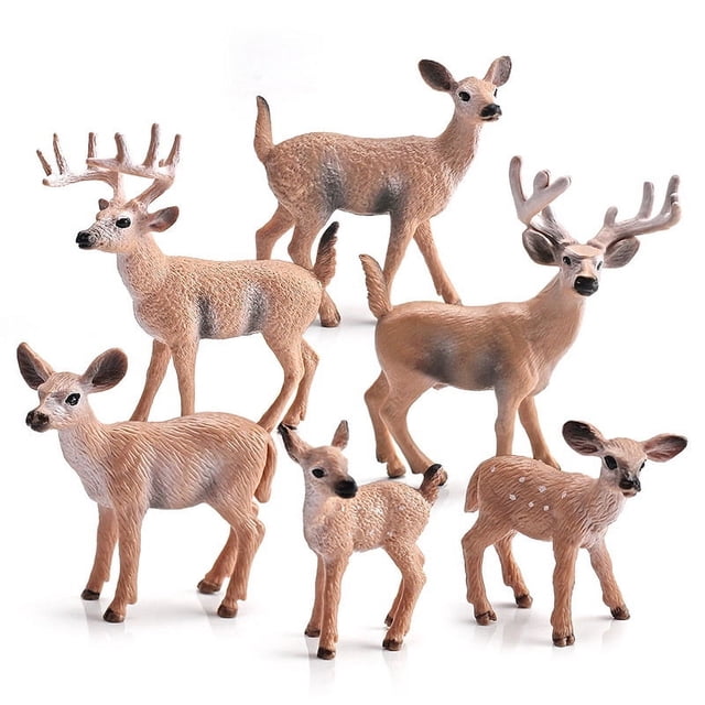 Simulación de bosque navideño, alce, reno, ciervo de cola blanca, adornos de animales, modelo de juguete