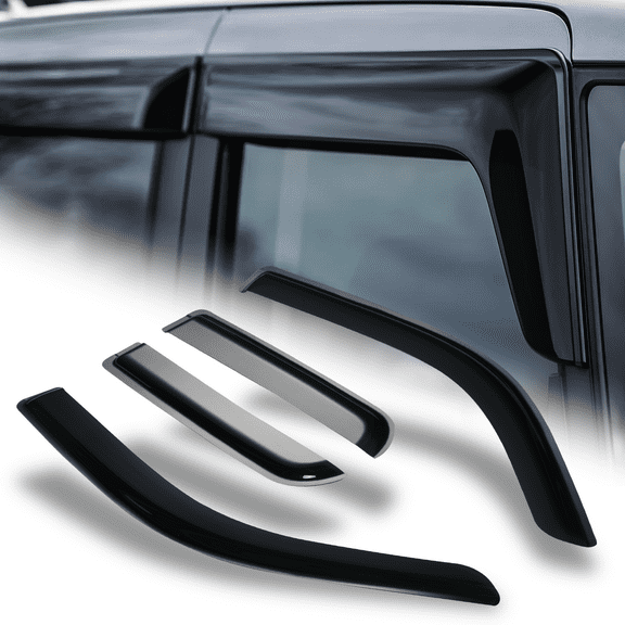 M-AUTO 4Pcs Set Window Visor Deflector Sun Rain Guard Smoke Tinted Outside Mount for 2019-2023 Ram 1500 Quad Cab