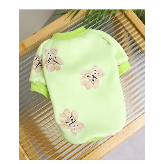 Doll Bear Wei Yi Thickened Milk Silk Fabric Dog Clothes Warm Cat And Dog Costume Pet Clothes Green