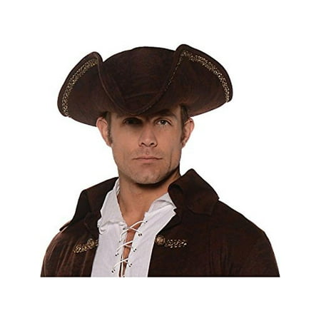 Tricorn Pirate Adult Costume Hat Brown One Size
