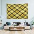 thumbnail image 5 of Yellow and Black Tartan Plaid Tapestry Wall Hanging Tapestries Happy Colorful Hippie Psychedelic Art Polyester Carpet Wall Decorative for Living Room Bedroom 60x51inch, 5 of 7