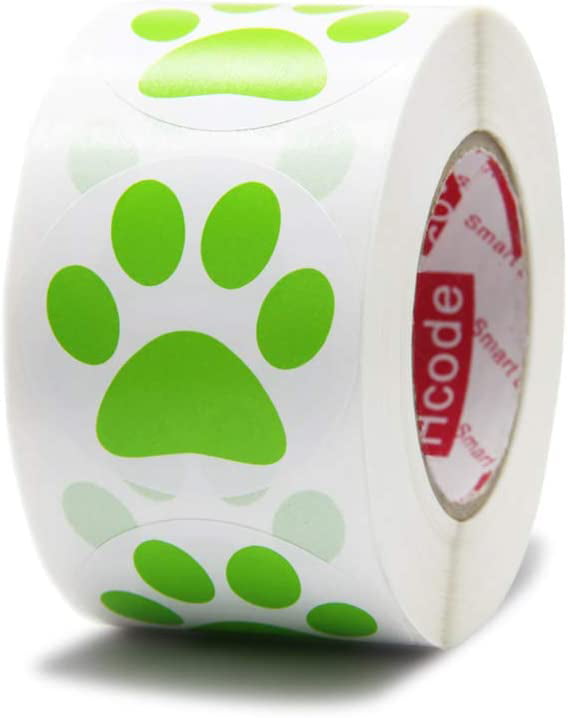 Hcode 1.5 Round Black Bear Paw Print Stickers Dog Puppy Paw Stickers Bear Paw Stickers 500 Pieces per Roll 