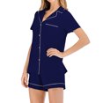 thumbnail image 6 of BLVB Summer Pajama Sets for Women 2 Piece Outfits Button down Notched Shirts Short Sleeve Sleepwear Loungewear with Shorts, 6 of 6