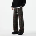 thumbnail image 1 of Puntoco Pantalones rectos con cintura elástica y bolsillos con cordón y estampado Zang-zang para hombre, 1 of 9