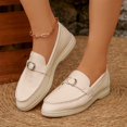 thumbnail image 2 of Womens White Loafers Slip On Comfortable Casual Flats with Metallic Ring, Lightweight Cream Driving Shoes for Walking, Work & Casual Outfits,Size 9.5, 2 of 9