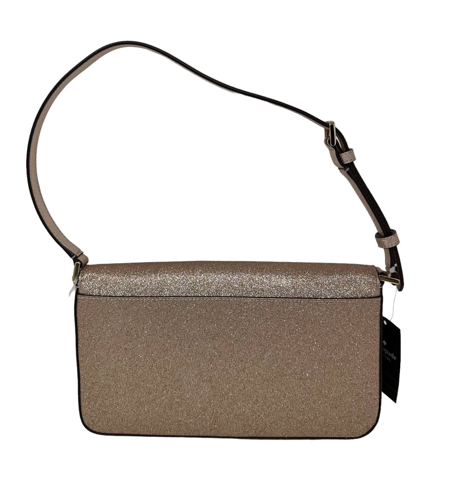 Kate Spade Smooth Glitter Tinsel Flap Shoulder Bag In Rose Gold KE595 $329