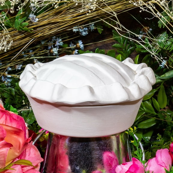 Pie Box With Lid 5" IN STOCK Ceramic Bisque Ready To Paint Pottery