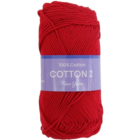Threadart 100% Pure Cotton Crochet Yarn Size 2 | 50 gram Skeins |165 yds per Skein | Fine #2 | Red | Color 3560