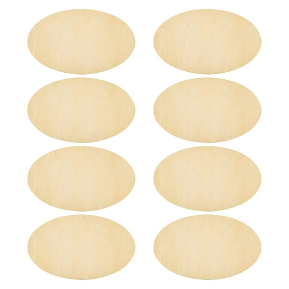 Minkissy  Wood Blank Cutouts Oval Shape Unfinished Craft Project Beige 8Pcs