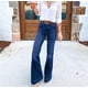 thumbnail image 4 of Pantalones vaqueros finos de cintura alta con microelásticos y pierna ancha para mujer Pantalones finos y de pierna ancha, 4 of 5