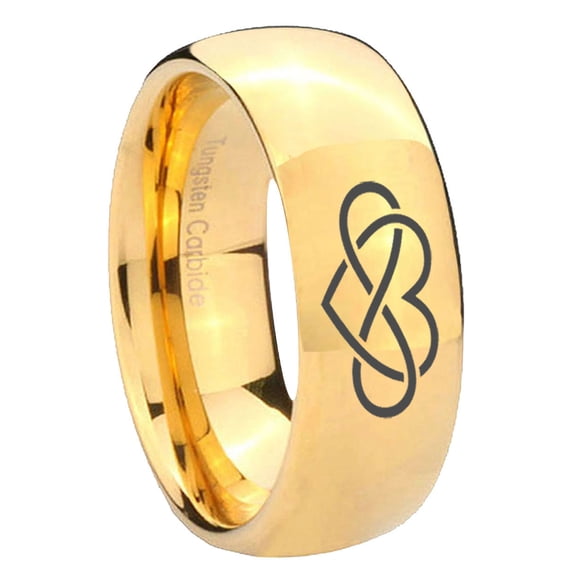 Infinity Love Dome Gold Plated Tungsten Men Ring 10MM