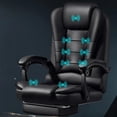 thumbnail image 2 of Tall Comfortable Black Office Chair Recliner Luxury Leather High Modern Office Chair Gaming Room Silla De Oficina Furniture My Lux Decor Round, 2 of 9