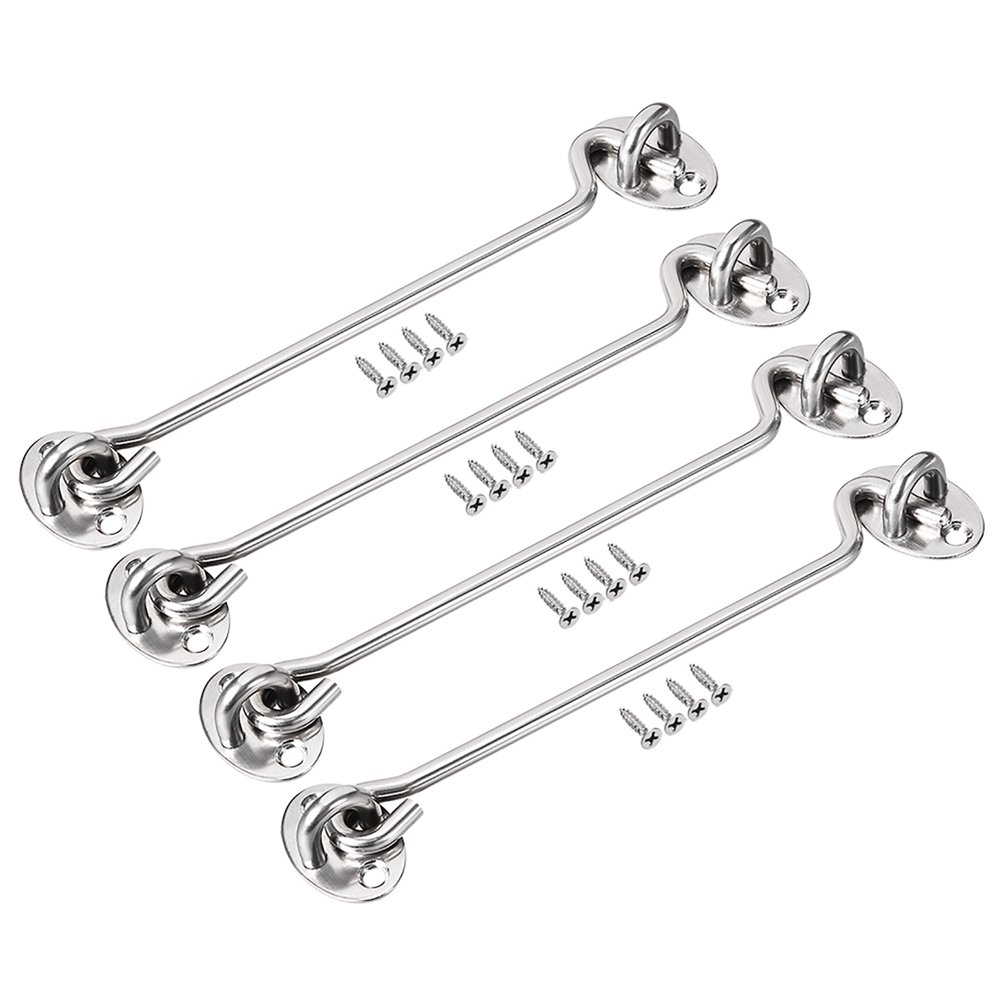 8" Cabin Hook Eye Latch Stainless Steel 4 Pack