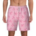 thumbnail image 2 of Picia Pink Bows pattern Mens Swim Trunks with Compression Liner Stretch Beach Shorts Quick Dry with Zipper Pockets No-Chafing Board Shorts-Large, 2 of 9