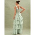 thumbnail image 2 of Mint Green Floral Textured Tiered Ruffle Maxi Dress For Wedding Event, 2 of 5
