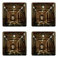 thumbnail image 1 of Pillar Coaster Set of 4, Graphics of a Building Interior in the Fantasy Style with Pillars 3D Computer Graphics, Square Hardboard Gloss Coasters, Standard Size, Brown, by Ambesonne, 1 of 2