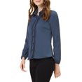 thumbnail image 4 of Allegra K Women's Turn Down Collar Button Up Lace Decor Long Sleeve Shirts, 4 of 6