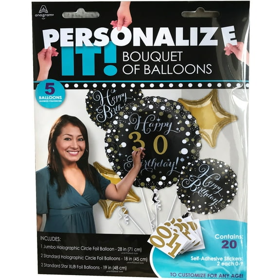Loftus International A3-7157 Sparkling Birthday Personalize It Bouquet of Balloons