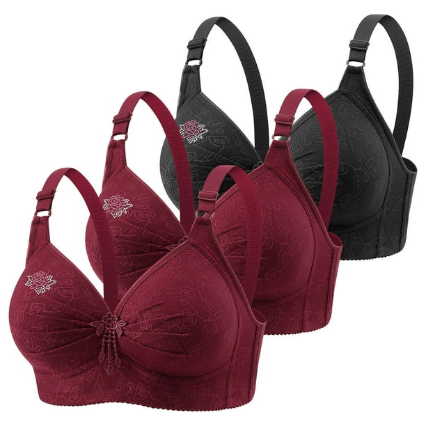 Puntoco Sujetadores sin aros para mujer, ropa interior de encaje con flores fruncidas para uso diario, de talla grande, sin aros