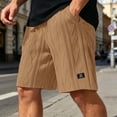 thumbnail image 2 of Mens Shorts Casual Summer Elastic Waist Textured Straight Leg Loose Fit Lightweight Lounge Shorts with Pockets, 2 of 4