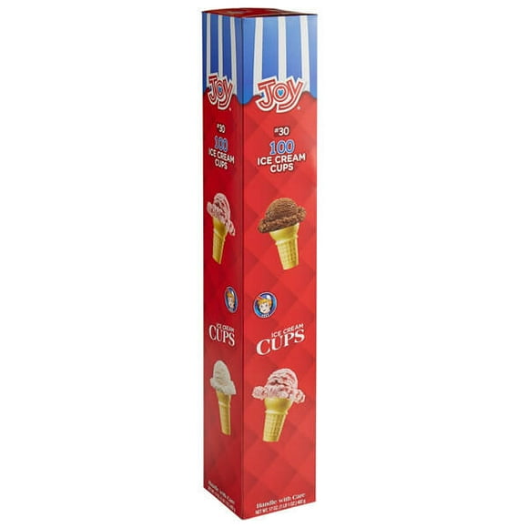 Joy #30 Cornets de Crème Glacée à Fond Plat, Distributeur de Gaufrette Croustillante Classique, Boîte en Vrac de 100 Unités
