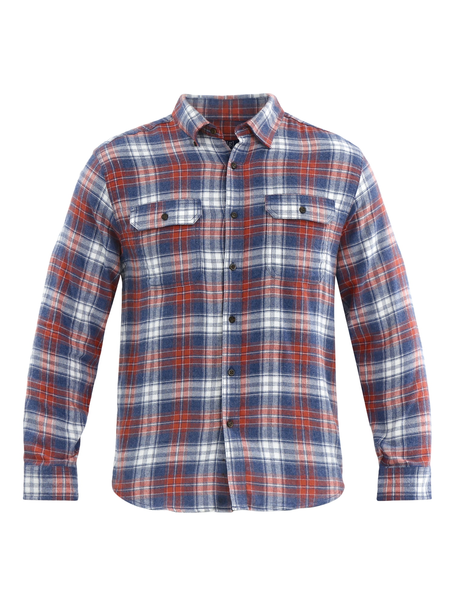 George Men's & Big Men's Relaxed Fit Double Pocket Flannel Shirt, Sizes XS-3XLT