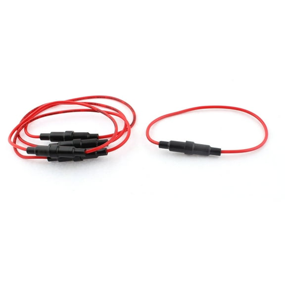 Unique Bargains 25cm Length Wire  Screw Type Car Inline Fuse Holder 5pcs 5mm x 20mm