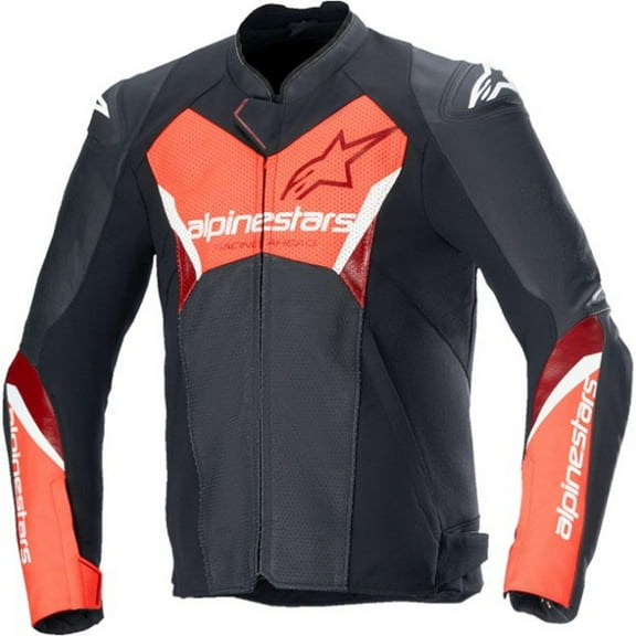 Alpinestars Faster v3 Airflow Leather Men's Street Motorcycle Jackets - Black/Red / 48
