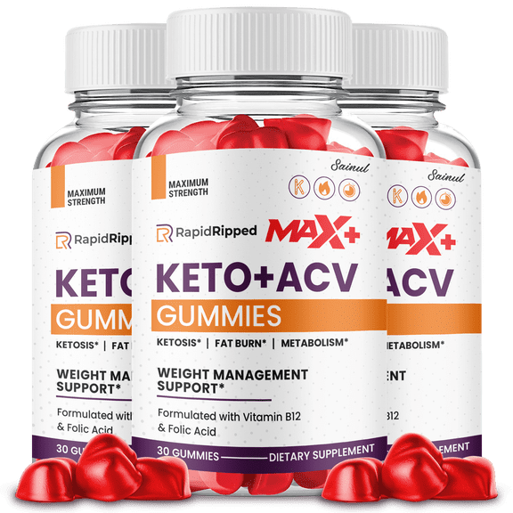RapidRipped Max   Keto ACV Gummies, Official RapidRipped Max  ACV Gummies, Apple Cider Vinegar, 3-Month Supply Dietary Supplement (3 Pack)
