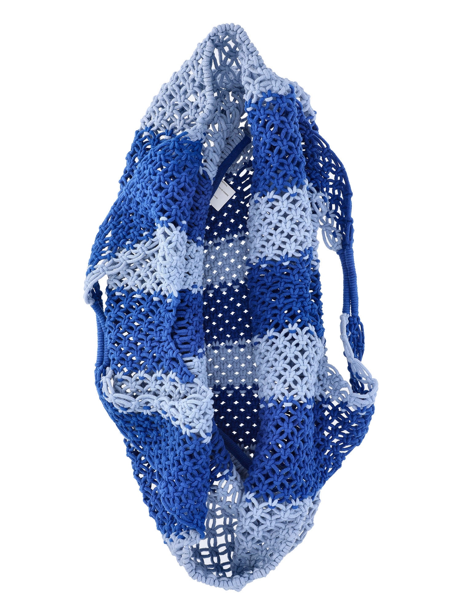 No Boundaries Women's Festival Crochet Striped Hobo Bag, Caribbean Blue Stripe