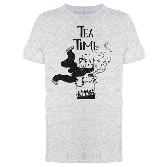 Tea Time, Cold Weather Cat Cup Tee Men's -Image by Shutterstock