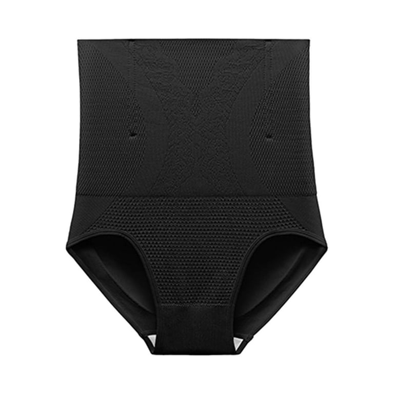 HUPOM Seamless Underwear For Women Womens Silk Panties High waist Comfort  Waist Solid Shaping & Control Black L 