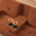 thumbnail image 3 of Hbaid Futon Sofa Bed Modern Folding Futon Set Convertible Recliner Lounge for Living Room with 2 Cup Holders, Removable Armrests (Velvet, Orange), 3 of 5