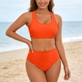 thumbnail image 2 of Womens Bathing Suits Womens Two Piece Swimsuits Two Piece Swimwear Solid Color Back Tankini Bikini Comfortable Swim for Beach Pool, 2 of 6