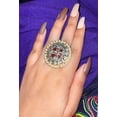 thumbnail image 5 of Luxury Fashion Statement Kundan Pearl Big Adjustable Brown Flower Traditional Finger Ring Indian Jewelry For Women, 5 of 6