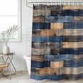 thumbnail image 4 of Navy Blue Brown Wood Bathroom Shower Curtains with 12 Hooks Polyester Waterproof Shower Curtain for Stalls and Bathtubs Farmhouse Vintage Wooden Decorative Bathroom Privacy Curtain 36x72 Inches, 4 of 9