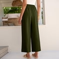 thumbnail image 4 of High Waisted Wide Leg Pants for Women Palazzo Trousers Gauze Casual Beach Travel Lounge Flowy Pant Summer 2026 Army Green M 26/27", 4 of 7