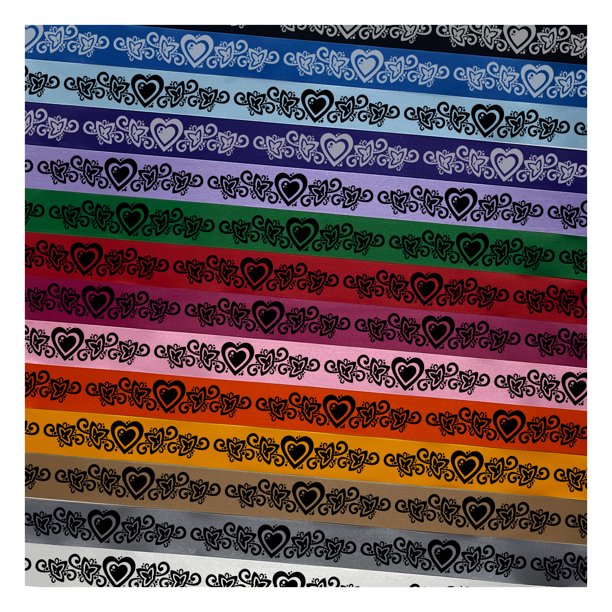 Heart Love Floral Border Satin Ribbon For Gift Wrapping Bows Craft Diy Projects 3 Yards Orange Ribbon Black Printing 1 Inch Width Walmart Com