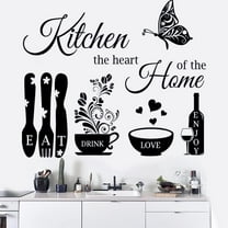 Kitchen Wall Stickers - The Heart of The Home Quotes Decals, Vinyl Wall Sign Art Decor for Dining Room and Living Room