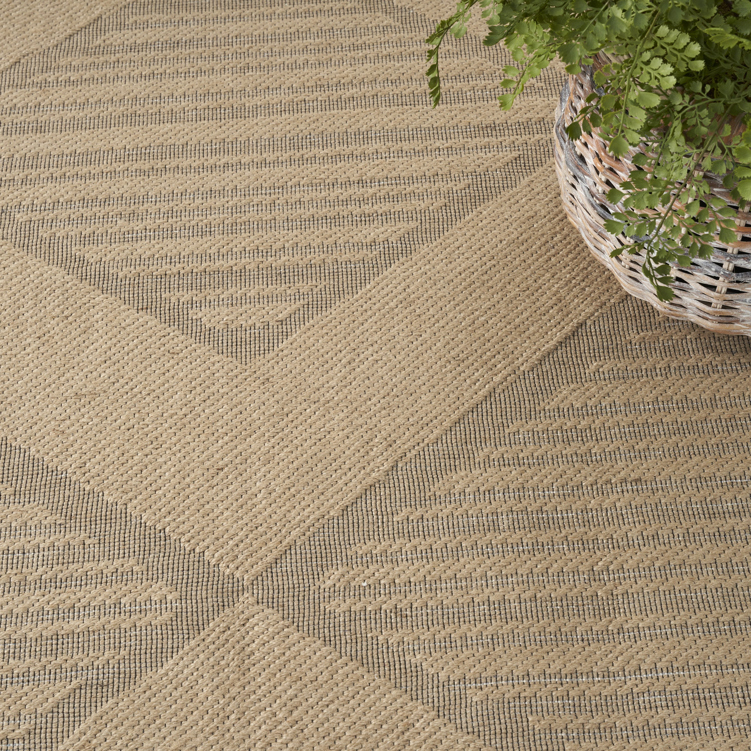 Nourison Washable Jute Geometric Natural Beige 7'10" x 9'10" Area Rug (8x10)
