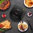 thumbnail image 3 of OSTBA 3 in 1 Panini Grill Press with 3 Removable Plates, Breakfast Sandwich Maker, Electric Griddle Panini Press, Belgian Waffle Maker for Sandwiches, Waffles, Steak, Black, 3 of 8