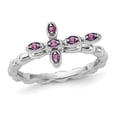 thumbnail image 1 of 1/8 Carat (ctw) Lab-Created Ruby Cross Ring in Sterling Silver, 1 of 4
