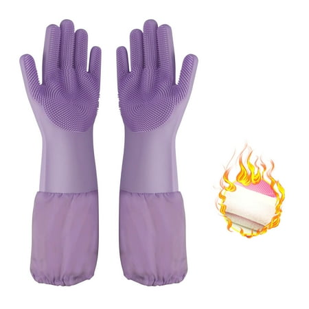 

Fjofpr Mitts Plush Lengthening Silicone Dishwashing Gloves Waterproof Household Gloves Cat And Dog Scratch And Snap Proof Pet Bathing Gloves for Kitchen Accessories Clearance
