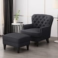 thumbnail image 4 of Grey Fabric Club Chair With , Birch Legs, Cozy Relaxing Upholstery, Leg Stand, 4 of 6