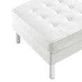 thumbnail image 4 of Ottoman Accent Chair, White Silver, Vegan Leather, Mid Century Living Lounge Cafe Lobby Hospitality Restaurant, Modern Contemporary HB33240, 4 of 7