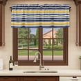 thumbnail image 6 of 2 Pack Navy Blue Yellow Striped Valances for Windows Bedroom Living Room Window Treatments, Farmhouse Vintage Stripe Rod Pocket Valance Drapes Short Kitchen Curtains Over Sink 42"x18", 6 of 8