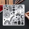 thumbnail image 7 of 1pc Boho Moon Phase Stainless Steel Stencils 6x6 inch Reusable Painting Template for Painting Wood Burning Journaling, 7 of 7